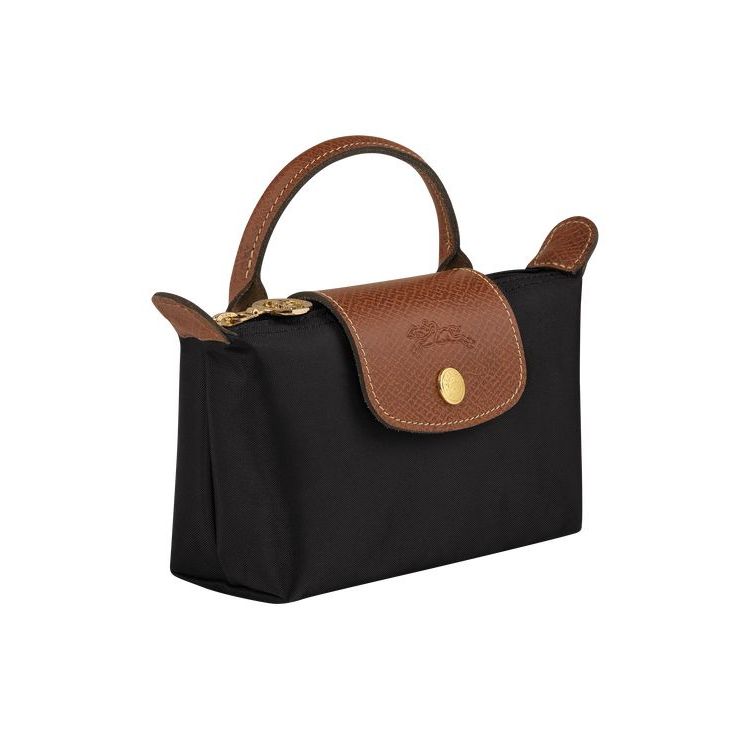 Pochettes Longchamp Pouch With Recycled canvas Noir | 01748-NGBA