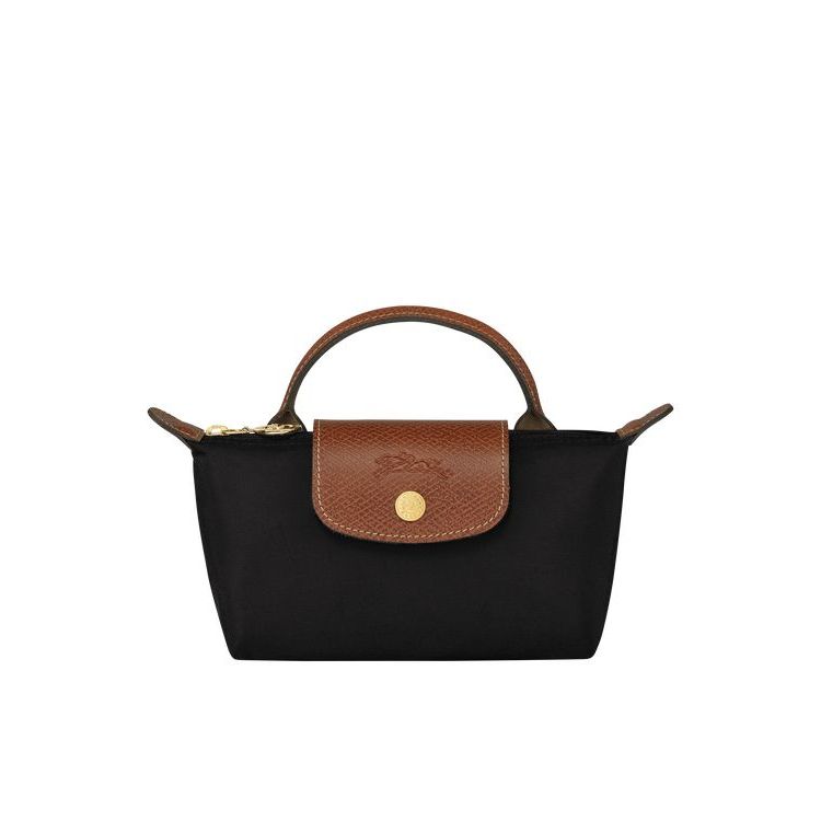 Pochettes Longchamp Pouch With Recycled canvas Noir | 01748-NGBA