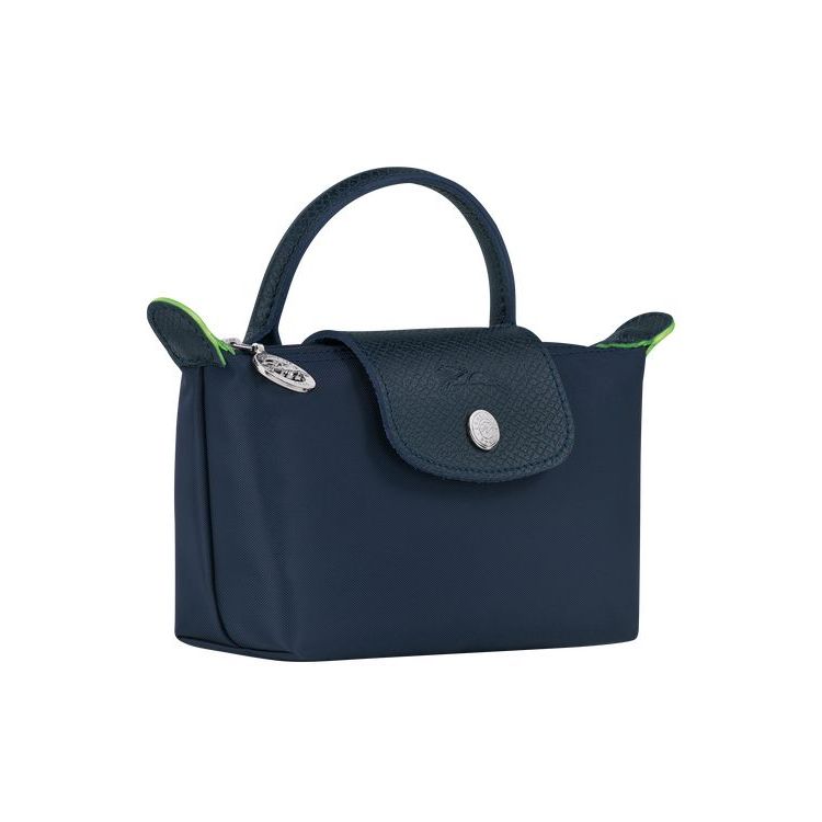 Pochettes Longchamp Pouch With Recycled canvas Bleu Marine | 03582-WSVY