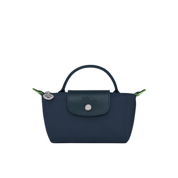 Pochettes Longchamp Pouch With Recycled canvas Bleu Marine | 03582-WSVY