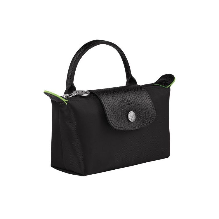 Pochettes Longchamp Pouch With Recycled canvas Noir | 78093-VHJG