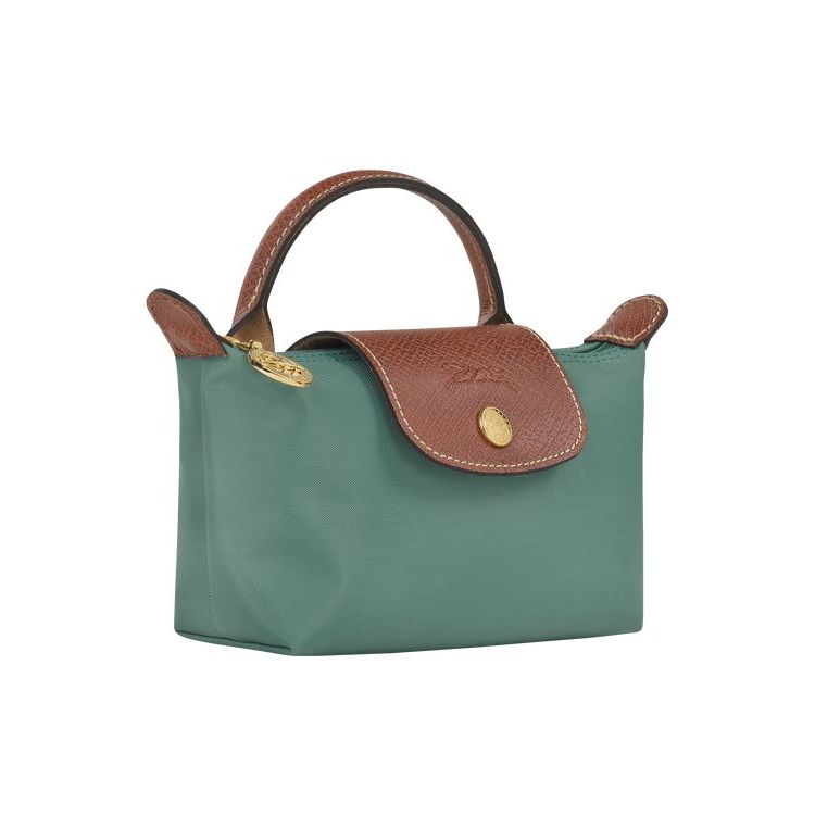 Pochettes Longchamp Pouch With Recycled canvas Grise Vert | 89053-PBCO