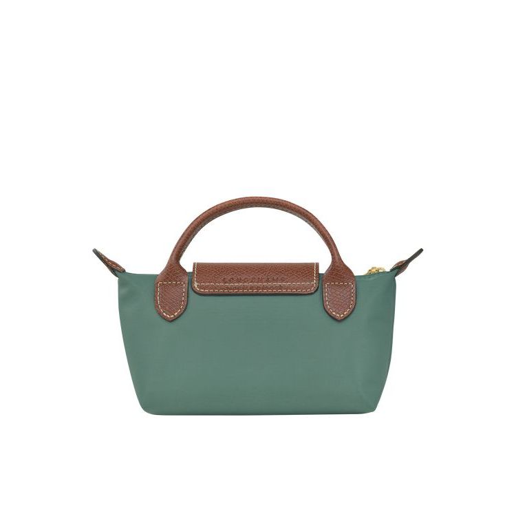 Pochettes Longchamp Pouch With Recycled canvas Grise Vert | 89053-PBCO