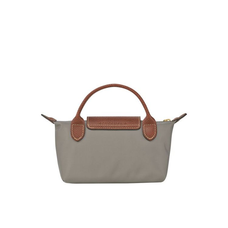 Pochettes Longchamp Pouch With Turtledove Recycled canvas Grise | 78093-CEAV