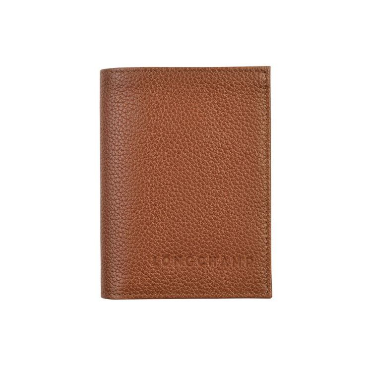 Porte-Cartes Longchamp Card Caramel Cuir Marron | 05467-KXOV