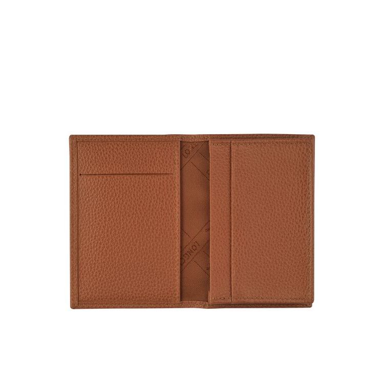 Porte-Cartes Longchamp Card Caramel Cuir Marron | 30462-ROBN