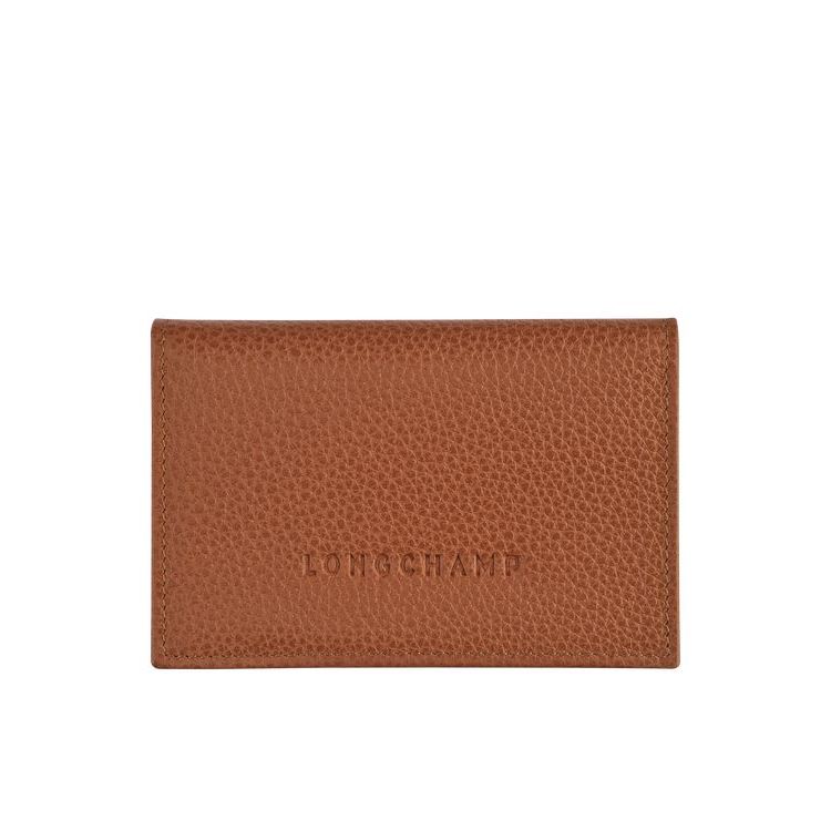 Porte-Cartes Longchamp Card Caramel Cuir Marron | 30462-ROBN