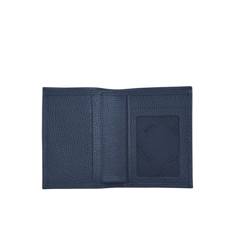 Porte-Cartes Longchamp Card Cuir Bleu Marine | 30519-TRQO