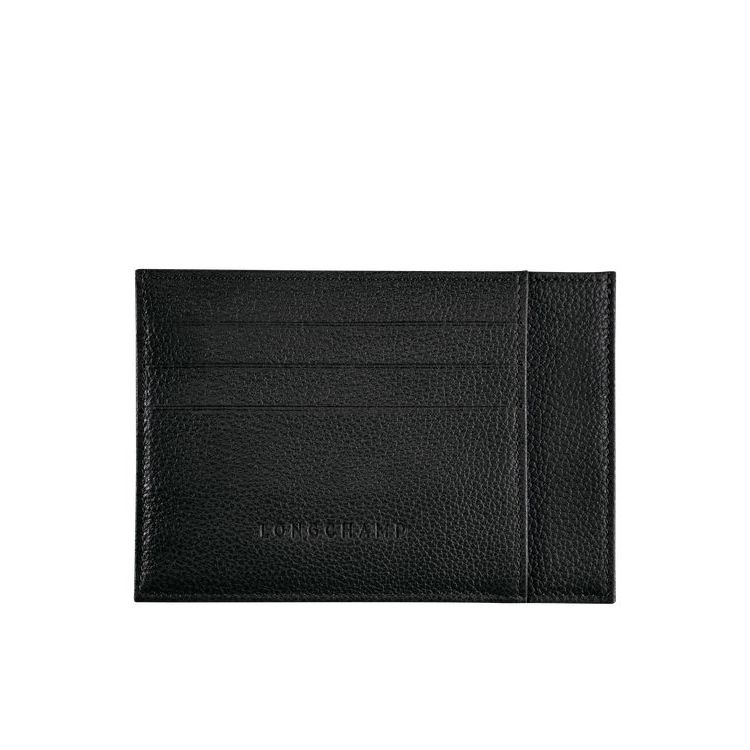 Porte-Cartes Longchamp Card Cuir Noir | 75821-RILM