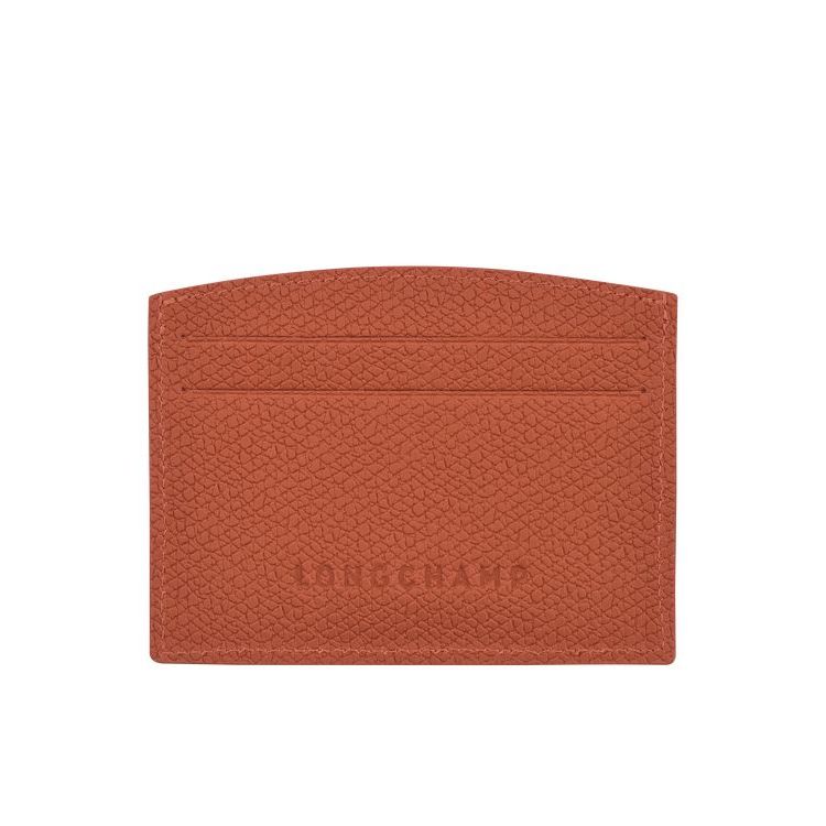 Porte-Cartes Longchamp Card Cuir Rouge Foncé | 56073-LECY