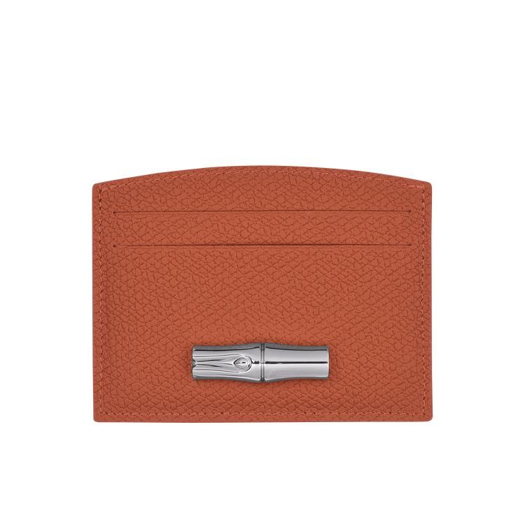 Porte-Cartes Longchamp Card Cuir Rouge Foncé | 56073-LECY