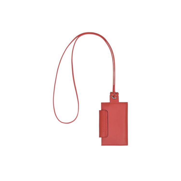 Porte-Cartes Longchamp Card With Necklace Terracotta Cuir Orange | 17534-VDLX