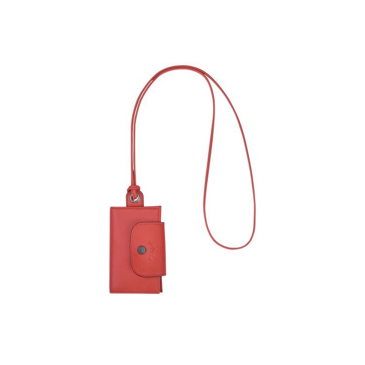 Porte-Cartes Longchamp Card With Necklace Terracotta Cuir Orange | 17534-VDLX