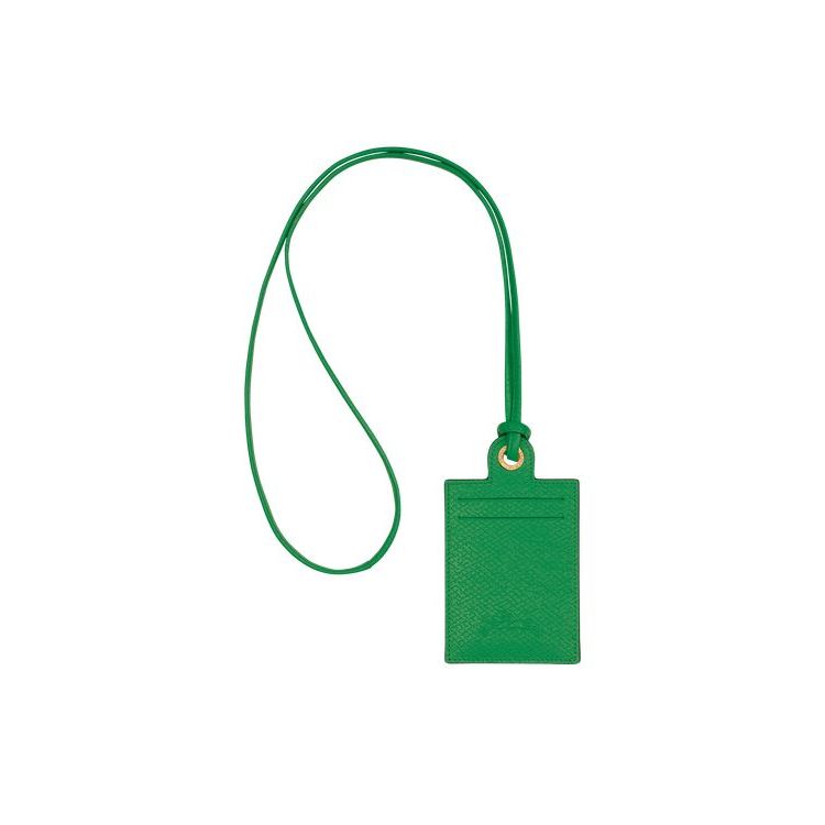 Porte-Cartes Longchamp Card With Necklace Cuir Vert | 27543-DLMJ