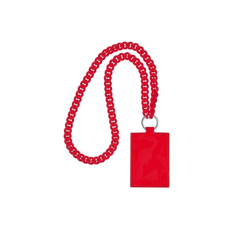 Porte-Cartes Longchamp Card With Necklace Vermilion Cuir Rouge | 36487-WBDA