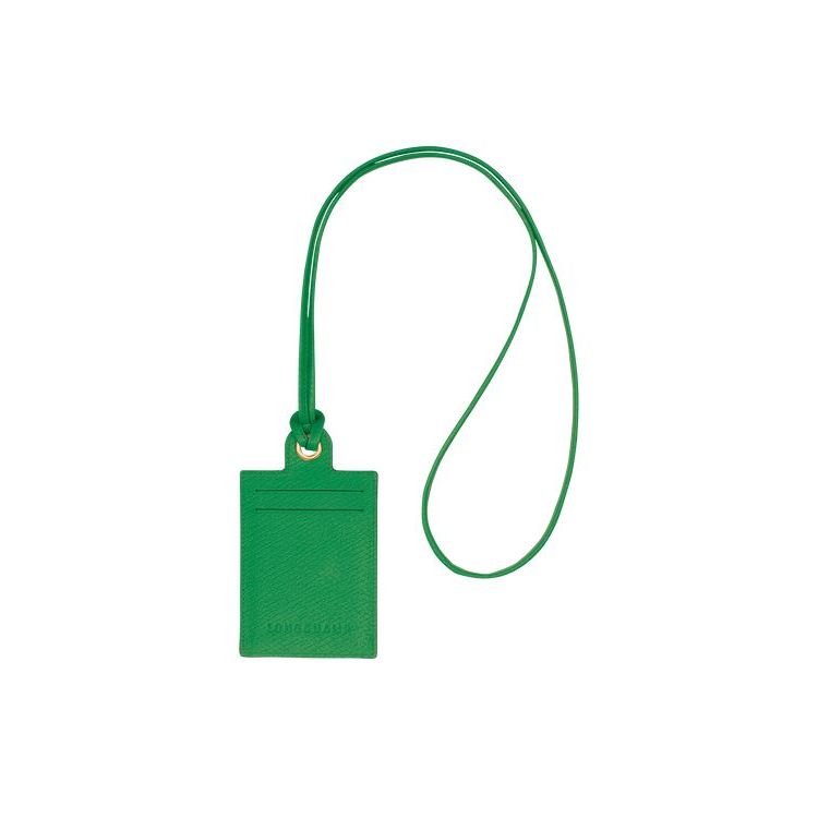 Porte-Cartes Longchamp Card With Necklace Cuir Vert | 71069-ICVD