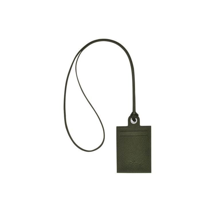 Porte-Cartes Longchamp Card With Necklace Forest Cuir Vert | 76852-KGYC