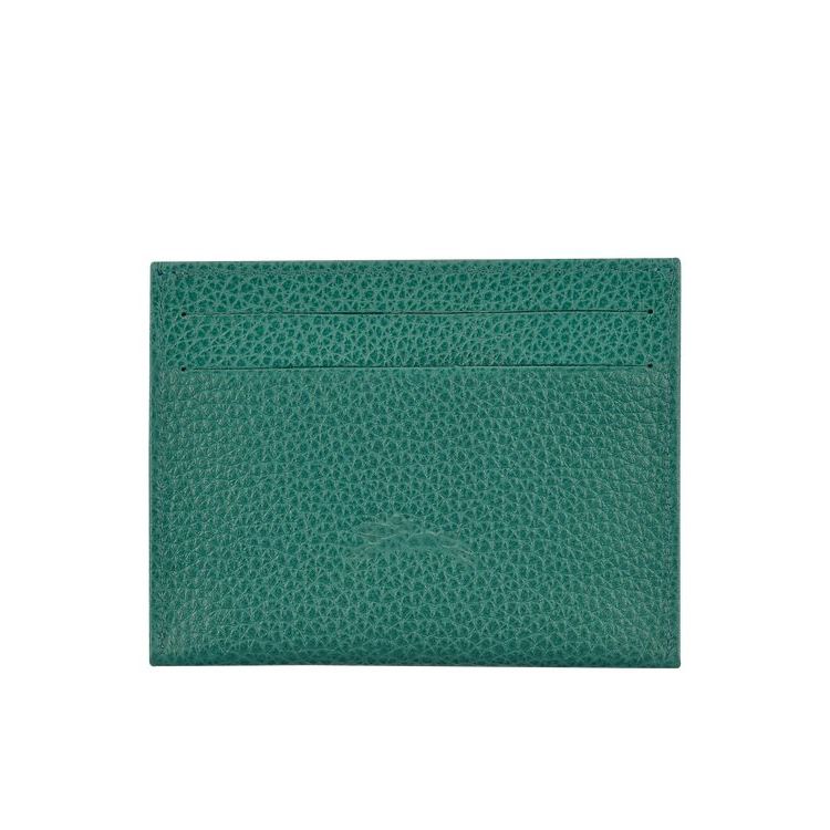 Porte-Cartes Longchamp Cuir Grise Vert | 38917-XMGS