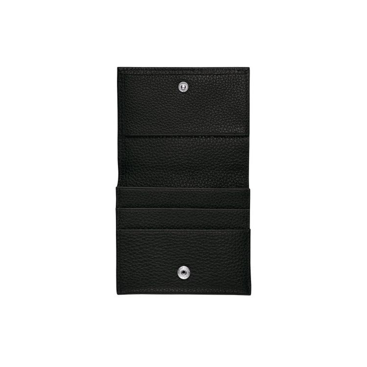 Porte-Cartes Longchamp Cuir Noir | 04396-FQSK