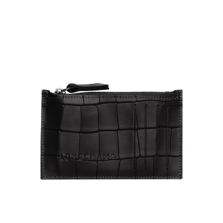 Porte-Cartes Longchamp Cuir Noir | 43672-DSCF