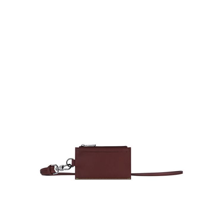 Porte-Cartes Longchamp With Necklace Cuir Rouge | 49268-LEAV