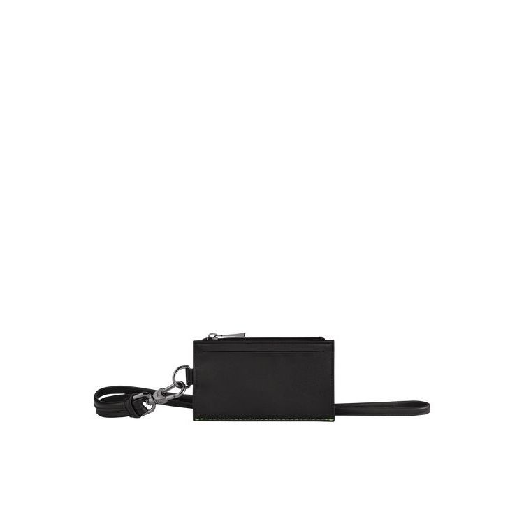 Porte-Cartes Longchamp With Necklace Cuir Noir | 73426-UBWK