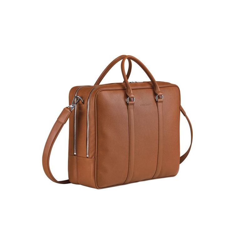 Porte-Documents Longchamp Briefcase L Caramel Cuir Marron | 26490-PDCB