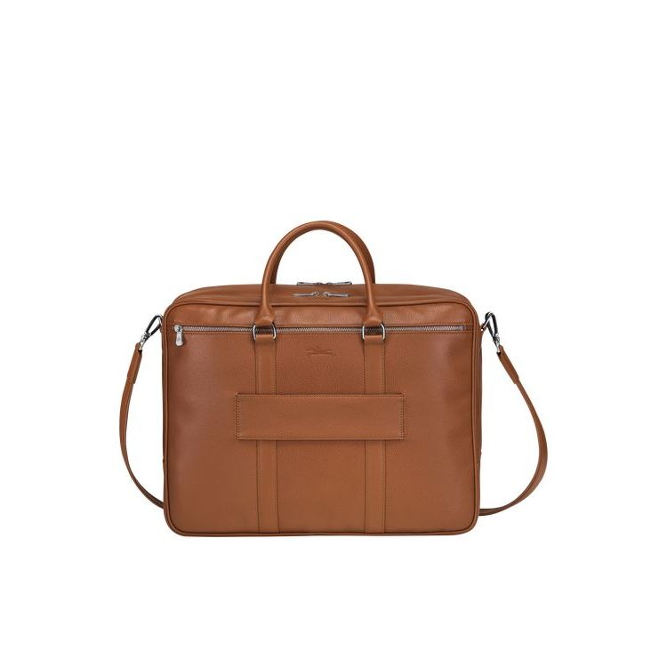 Porte-Documents Longchamp Briefcase L Caramel Cuir Marron | 26490-PDCB