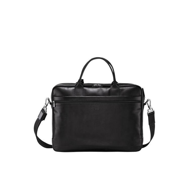 Porte-Documents Longchamp Briefcase M Cuir Noir | 01573-PWLV