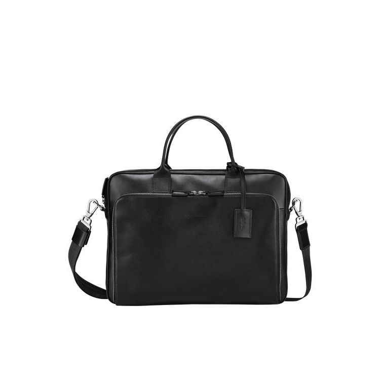 Porte-Documents Longchamp Briefcase M Cuir Noir | 01573-PWLV