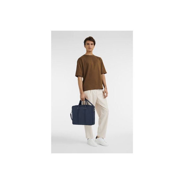 Porte-Documents Longchamp Briefcase M Cuir Bleu Marine | 20185-KWNC