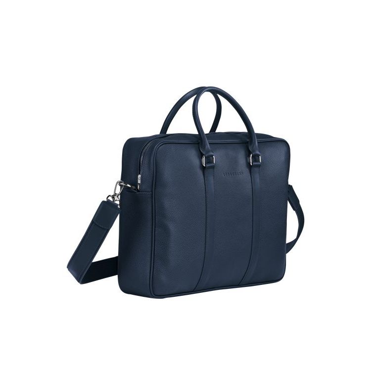 Porte-Documents Longchamp Briefcase M Cuir Bleu Marine | 20185-KWNC