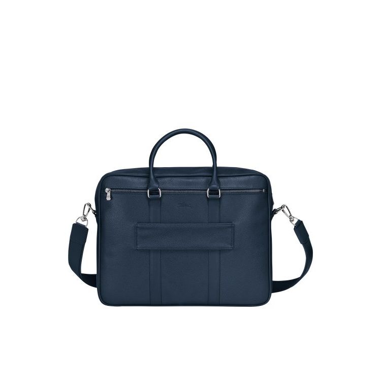 Porte-Documents Longchamp Briefcase M Cuir Bleu Marine | 20185-KWNC