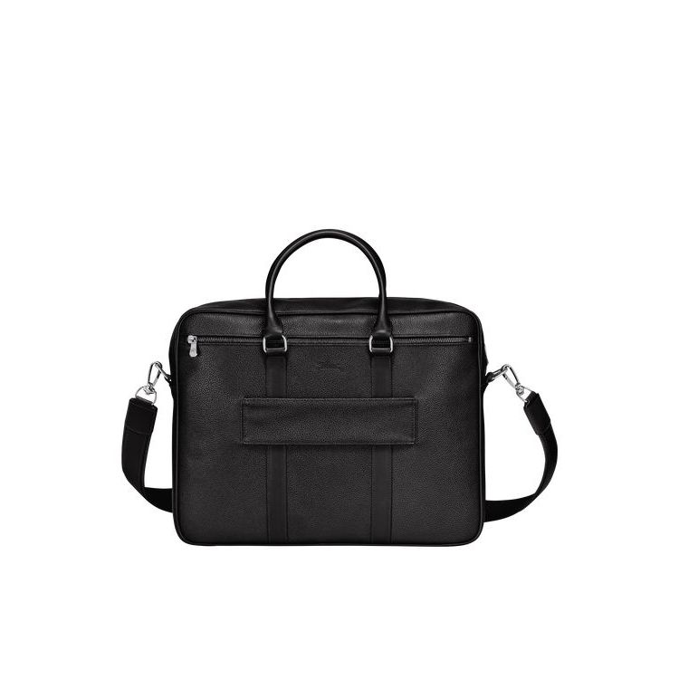 Porte-Documents Longchamp Briefcase M Cuir Noir | 63478-KOQS