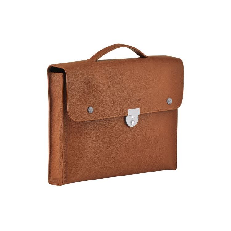 Porte-Documents Longchamp Briefcase S Caramel Cuir Marron | 01972-SEOP