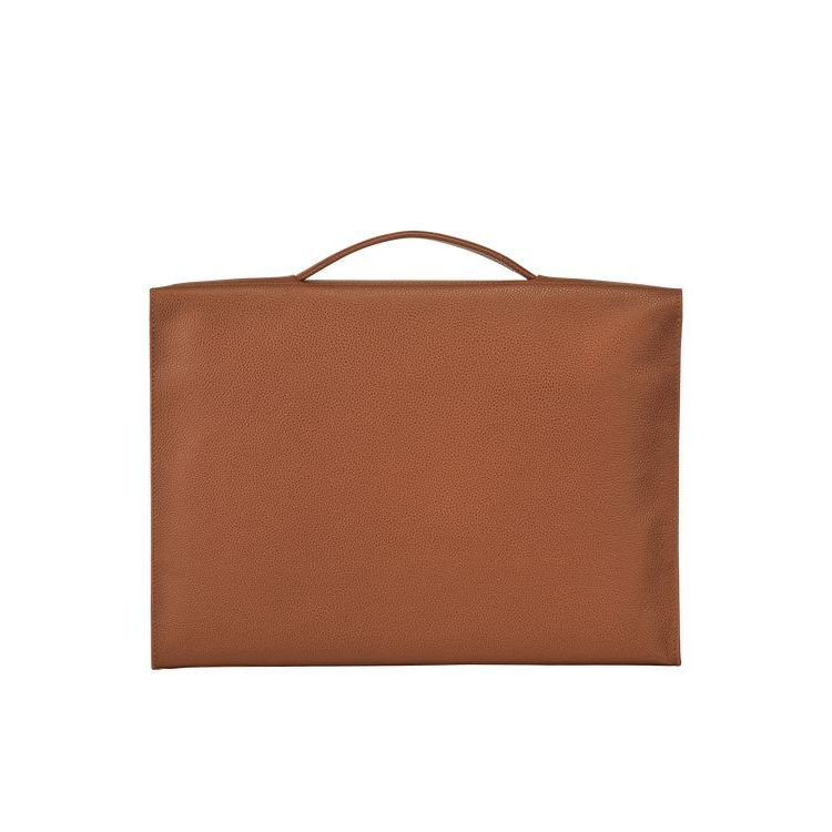 Porte-Documents Longchamp Briefcase S Caramel Cuir Marron | 01972-SEOP