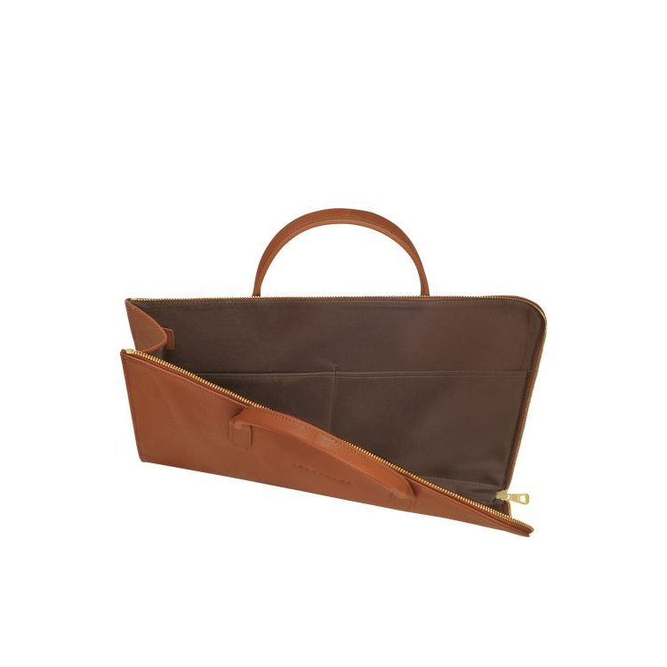 Porte-Documents Longchamp Briefcase S Caramel Cuir Marron | 24698-CIZQ