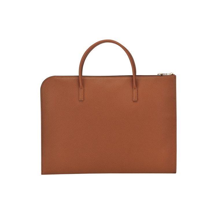 Porte-Documents Longchamp Briefcase S Caramel Cuir Marron | 81695-FIDR