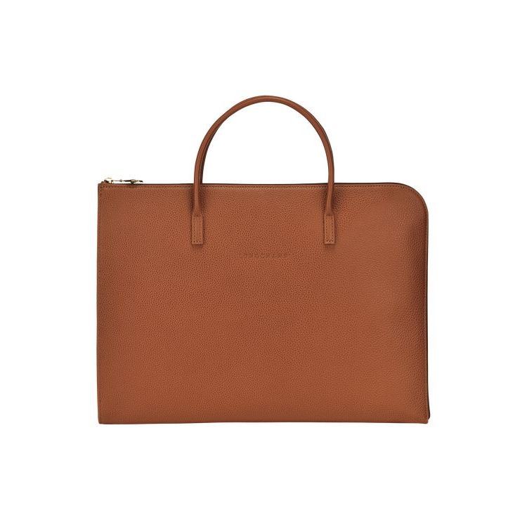 Porte-Documents Longchamp Briefcase S Caramel Cuir Marron | 81695-FIDR