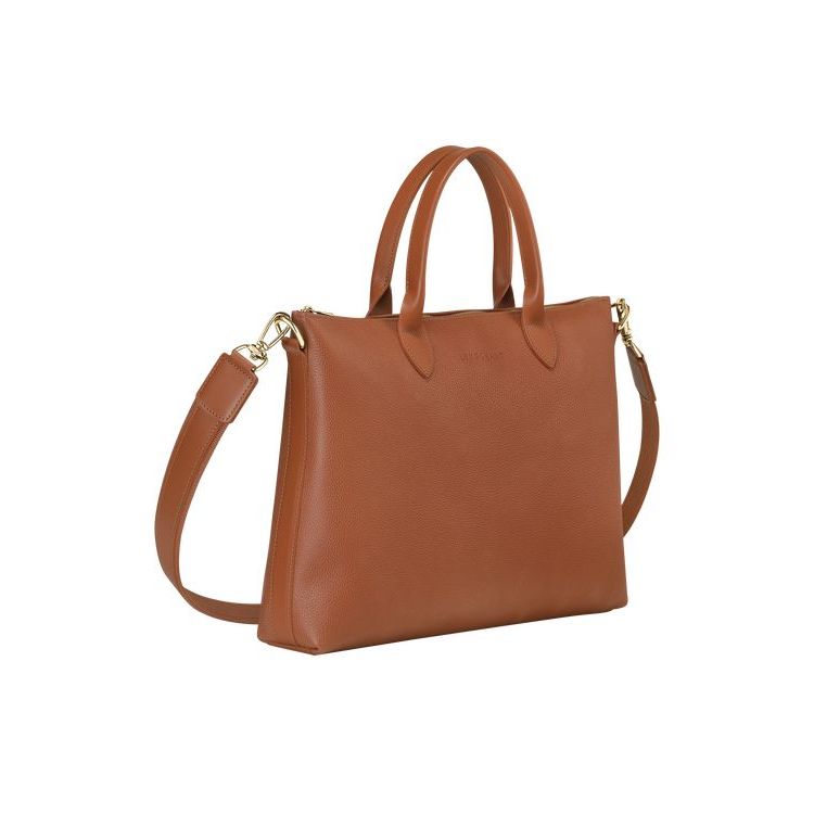 Porte-Documents Longchamp Briefcase S Caramel Cuir Marron | 82513-EHCR