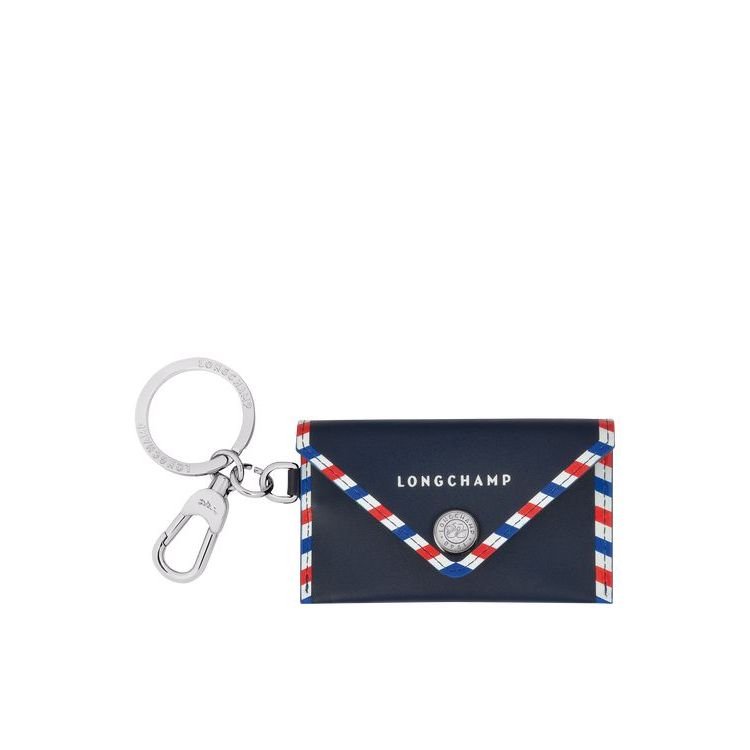 Porte-clés Longchamp Envelope Ring Cuir Bleu Marine | 81736-IBQL