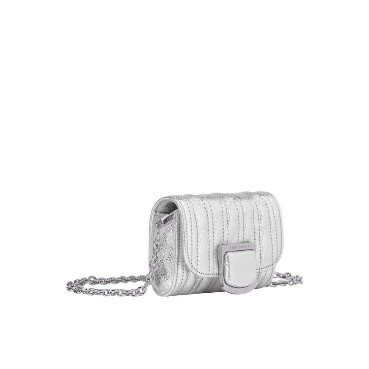 Portefeuille Zippé Longchamp Card With Cuir Argent | 63187-CMWR