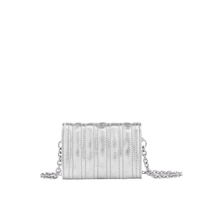 Portefeuille Zippé Longchamp Card With Cuir Argent | 63187-CMWR