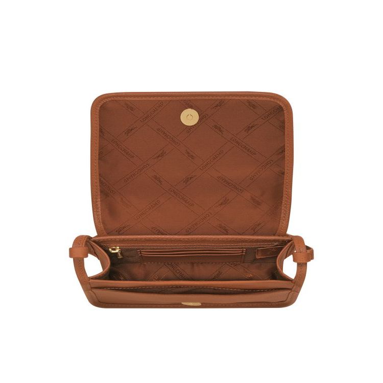 Portefeuille Zippé Longchamp On Caramel Cuir Marron | 80413-UFVL