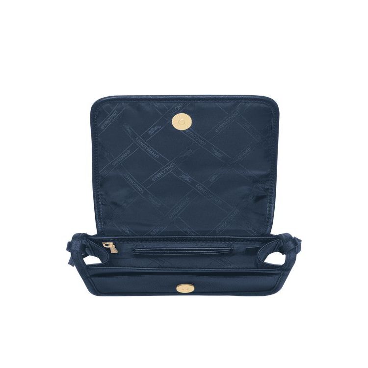 Portefeuille Zippé Longchamp On Cuir Bleu Marine | 26105-BSAP