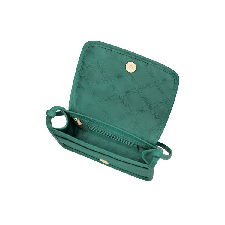 Portefeuille Zippé Longchamp On Cuir Grise Vert | 49835-FGOC