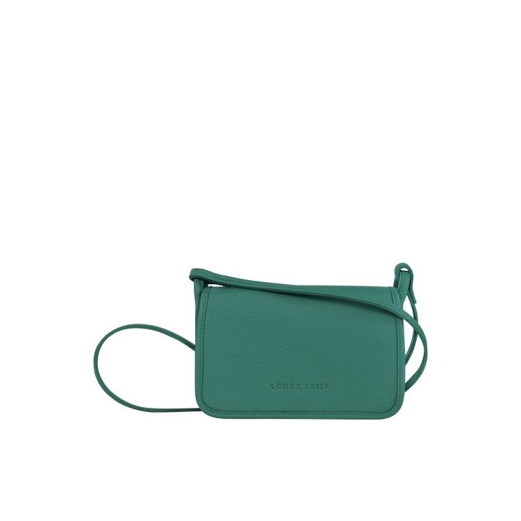 Portefeuille Zippé Longchamp On Cuir Grise Vert | 49835-FGOC