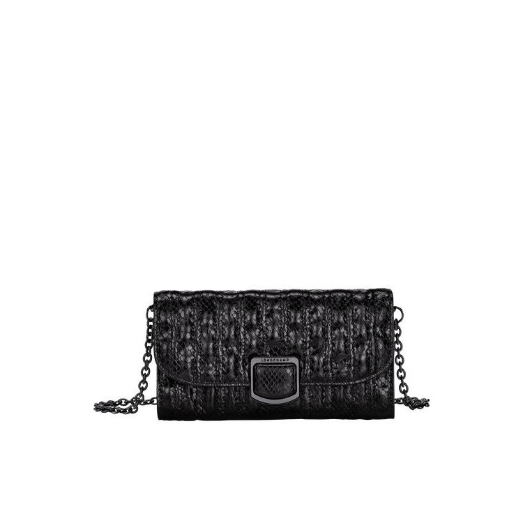 Portefeuille Zippé Longchamp On Cuir Noir | 21906-QYDJ