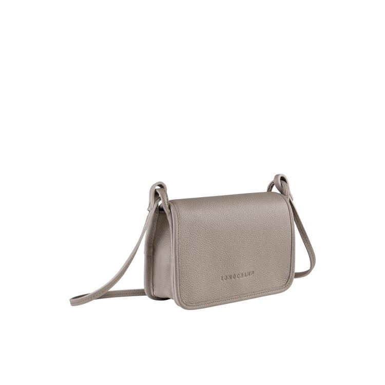 Portefeuille Zippé Longchamp On Turtledove Cuir Grise | 10569-CWHR