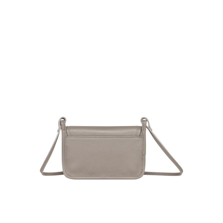 Portefeuille Zippé Longchamp On Turtledove Cuir Grise | 10569-CWHR